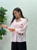 شومیز شیشهای پاپیون فریسایز ۳۶-۴۴ مناسب تابستان و مهمانی