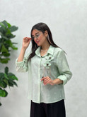 شومیز شیشهای پاپیون فریسایز ۳۶-۴۴ مناسب تابستان و مهمانی